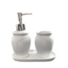 CJ 3PÇS DE BANHEIRO CERAMICA BRANCO E PRATA